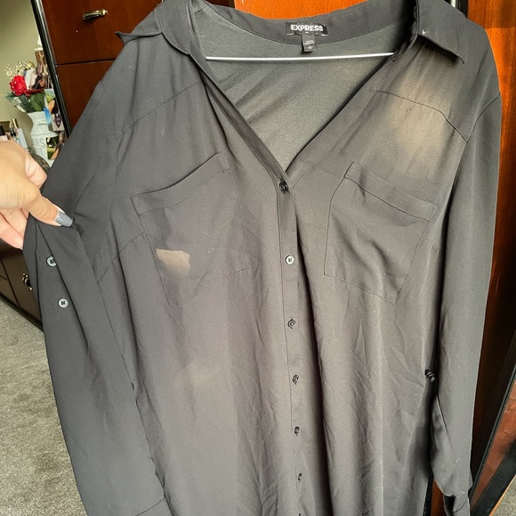 Express Drop Shoulder Botton-Up Shirt - Picture 2 of 5